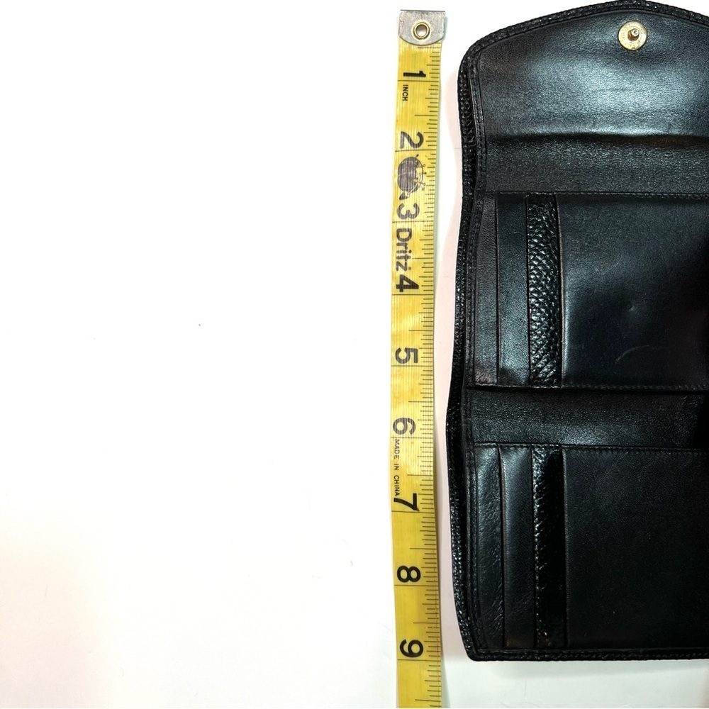 Vintage Judith Leiber Tri-fold Black Leather Wallet Credit Card Holder - Picture 11 of 14